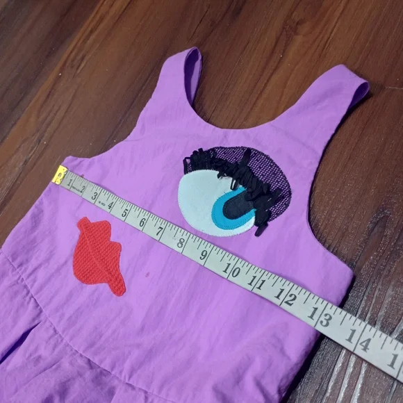 Vintage Chocolate Soup Face Eye Lip Applique Dress - Picture 6 of 10